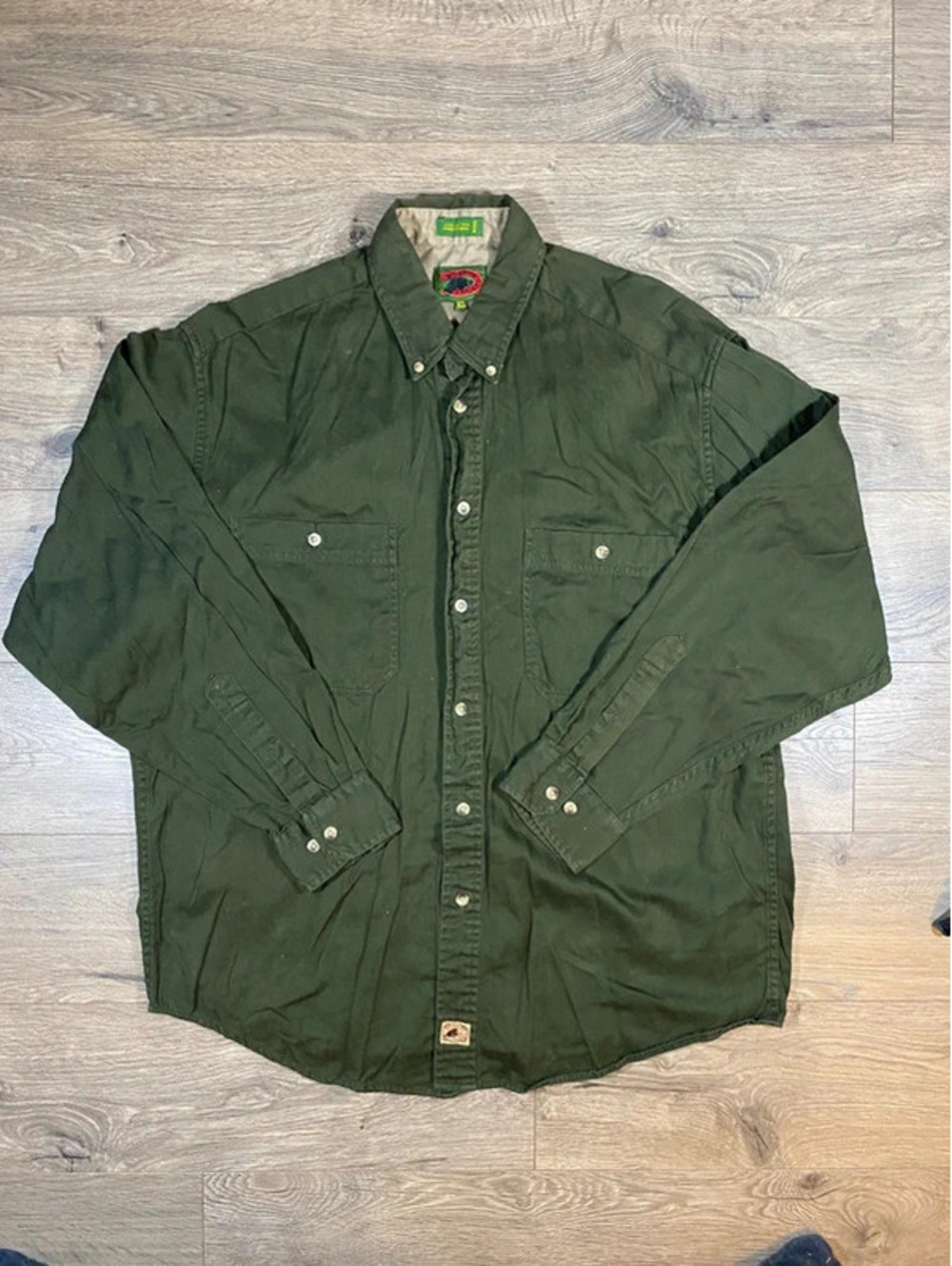 Vintage 90s Boston Traders Green Cotton Button Down Shirt Men's XL